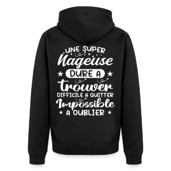 Une Super Nageuse - Cadeau nageuse - Veste à capuche bio Premium Unisexe - noir - Dos - Nico (187cm)