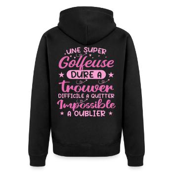 Ein super Golfer - Golfer Geschenk - Unisex Premium Bio Zip Hoodie - Schwarz - Hinten - Nico (187cm)