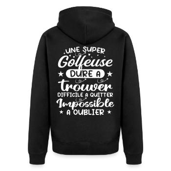 Ein super Golfer - Golfer Geschenk - Unisex Premium Bio Zip Hoodie - Schwarz - Hinten - Nico (187cm)