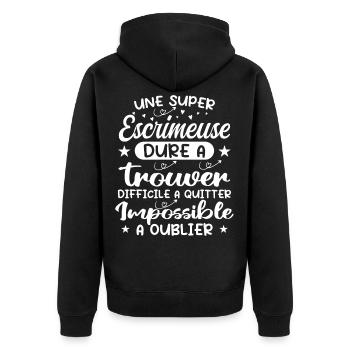 Ein super Fechter - Fecht-Geschenk - Unisex Premium Bio Zip Hoodie - Schwarz - Hinten - Nico (187cm)