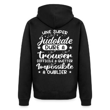 A Super Judoka - Judoka Gift - Unisex Premium Organic Zip Hoodie - black - Back - Nico (187cm)