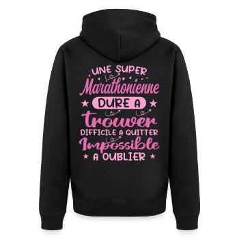 Une Super Marathonienne - Cadeau marathonienne - Veste à capuche bio Premium Unisexe - noir - Dos - Nico (187cm)