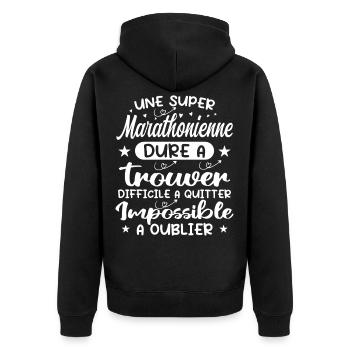 Une Super Marathonienne - Cadeau marathonienne - Veste à capuche bio Premium Unisexe - noir - Dos - Nico (187cm)