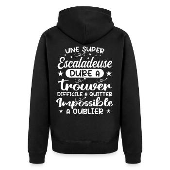 A Super Climber - Climber Gift - Unisex Premium Organic Zip Hoodie - black - Back - Nico (187cm)