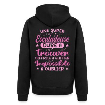 A Super Climber - Climber Gift - Unisex Premium Organic Zip Hoodie - black - Back - Nico (187cm)