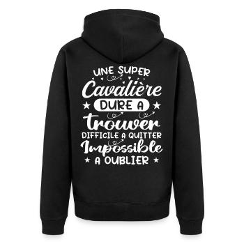 Ein Super Rider - Rider Geschenk - Unisex Premium Bio Zip Hoodie - Schwarz - Hinten - Nico (187cm)