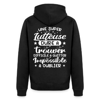 Ein Super Wrestler - Wrestler Geschenk - Unisex Premium Bio Zip Hoodie - Schwarz - Hinten - Nico (187cm)