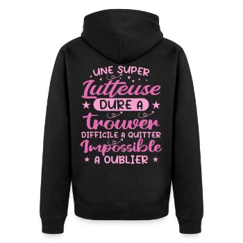 Ein Super Wrestler - Wrestler Geschenk - Unisex Premium Bio Zip Hoodie - Schwarz - Hinten - Nico (187cm)