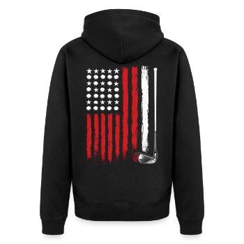 American Flag Golf Golfer Funny Golf Club Golfing - Unisex Premium Organic Zip Hoodie - black - Back - Nico (187cm)