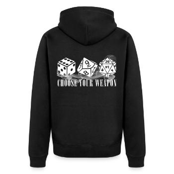 Choose your weapon dice roll game - Unisex Premium Organic Zip Hoodie - black - Back - Nico (187cm)