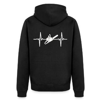 Chainsaw heartbeat chainsaw lumberjack forester - Unisex Premium Organic Zip Hoodie - black - Back - Nico (187cm)