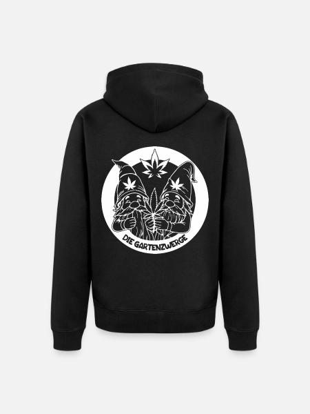 Kiffer Gartenzwerge mit Hanfblatt - Unisex Premium Bio Zip Hoodie - Schwarz