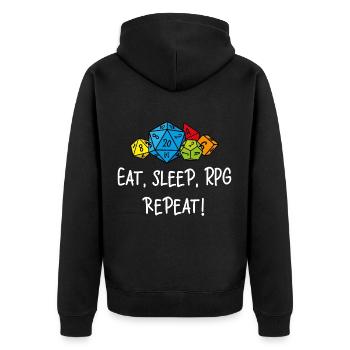 Eat, sleep, RPG, repeat - Unisex Premium Organic Zip Hoodie - black - Back - Nico (187cm)