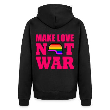 Make love not war - Veste à capuche bio Premium Unisexe - noir - Dos - Nico (187cm)