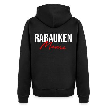 Rabaukenmama Partnershirts Eltern Mutter Mama - Unisex Premium Bio Zip Hoodie - Schwarz - Hinten - Nico (187cm)