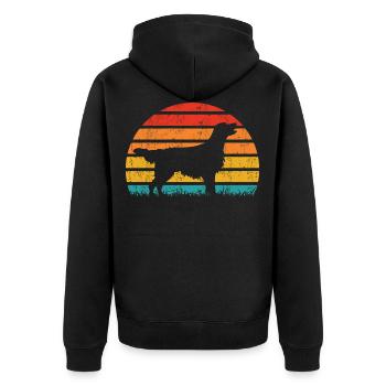 Flat Coated Retriever Retro Vintage - Unisex Premium Bio Zip Hoodie - Schwarz - Hinten - Nico (187cm)