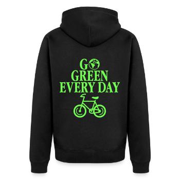 Cycling Go Green Every Day - Unisex Premium Organic Zip Hoodie - black - Back - Nico (187cm)