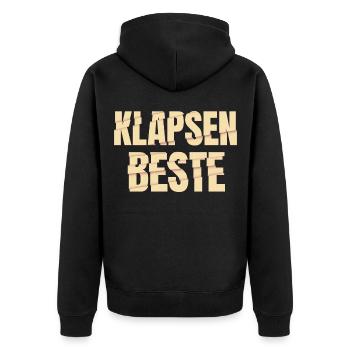Klapsenbeste Klapse Psychiatrie Sprüche Geschenk - Unisex Premium Bio Zip Hoodie - Schwarz - Hinten - Nico (187cm)