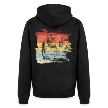 camel - Unisex Premium Organic Zip Hoodie - black - Back - Nico (187cm)