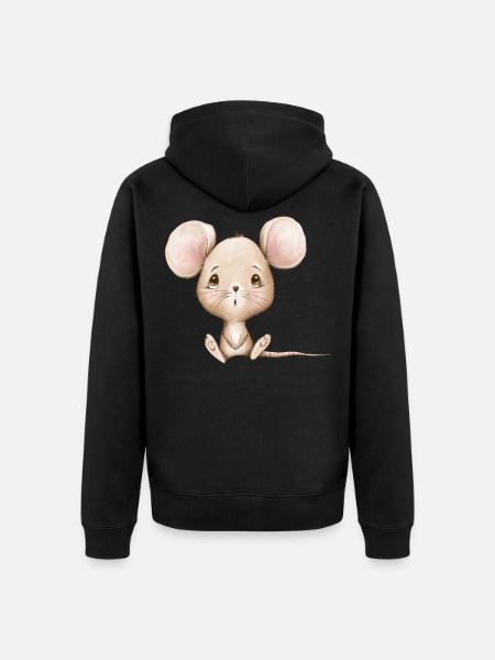 Maus - Unisex Premium Bio Zip Hoodie - Schwarz