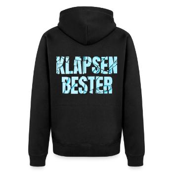 Klapsenbester Klapse Psychiatrie Sprüche Geschenk - Unisex Premium Bio Zip Hoodie - Schwarz - Hinten - Nico (187cm)