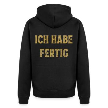 Ich habe fertig Renter Geschenk Lustiger Spruch - Unisex Premium Bio Zip Hoodie - Schwarz - Hinten - Nico (187cm)