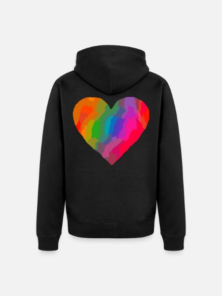 herz bunt - Unisex Premium Bio Zip Hoodie - Schwarz