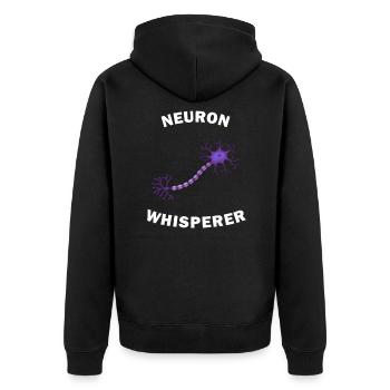 Neuron Whisperer - Unisex Premium Bio Zip Hoodie - Schwarz - Hinten - Nico (187cm)
