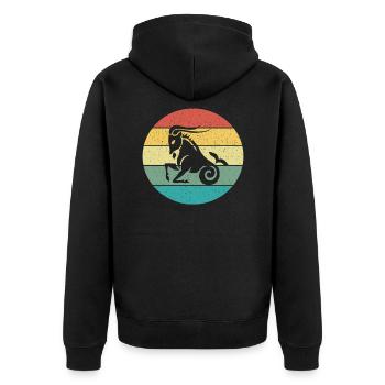 Aquarius Capricorne Signe Rétro Vintage - Veste à capuche bio Premium Unisexe - noir - Dos - Nico (187cm)