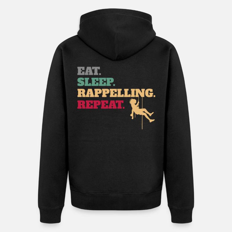 Eat Sleep Rappelling Repeat - Unisex Premium Organic Zip Hoodie - black