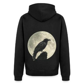 Raven - Unisex Premium Organic Zip Hoodie - black - Back - Nico (187cm)