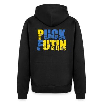 Puck Futin - Unisex Premium Organic Zip Hoodie - black - Back - Nico (187cm)