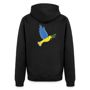 Soutenez l’Ukraine avec Je soutiens l’Ukraine - Veste à capuche bio Premium Unisexe - noir - Dos - Nico (187cm)