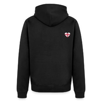 Georgien Flagge Herz - Unisex Premium Bio Zip Hoodie - Schwarz - Hinten - Nico (187cm)