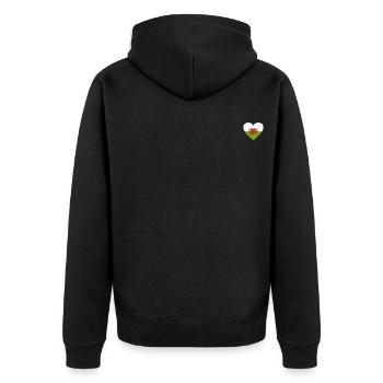 Wales Flagge Herz - Unisex Premium Bio Zip Hoodie - Schwarz - Hinten - Nico (187cm)