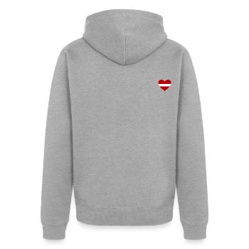 Latvia Flag Heart - Unisex Premium Organic Zip Hoodie - heather grey - Back - Nico (187cm)