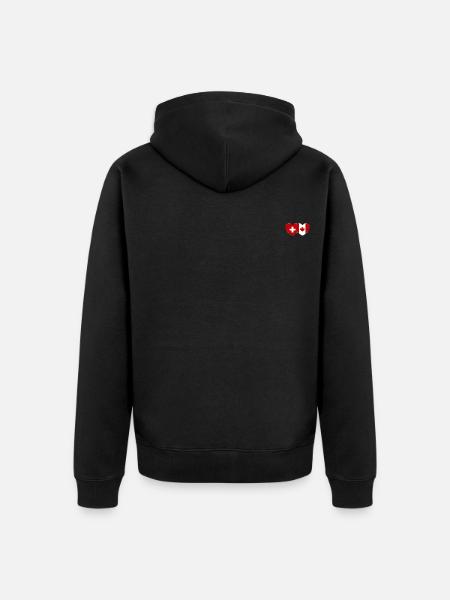 Switzerland Canada Flag Heart - Unisex Premium Organic Zip Hoodie - black