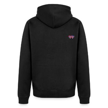 Norwegen Island Flagge Herz - Unisex Premium Bio Zip Hoodie - Schwarz - Hinten - Nico (187cm)