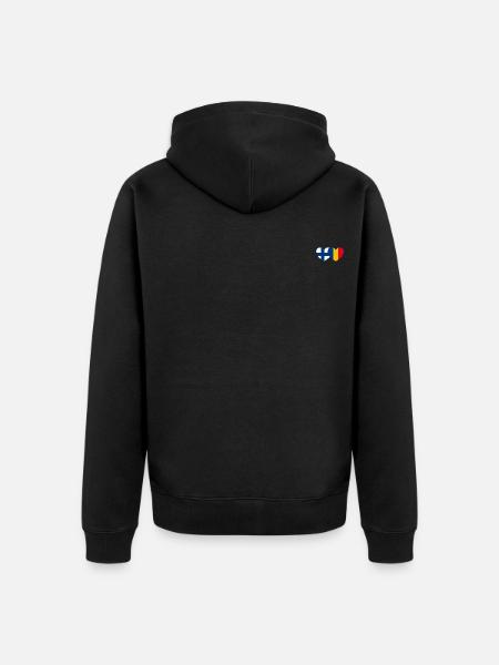 Finland Romania Flag Heart - Unisex Premium Organic Zip Hoodie - black