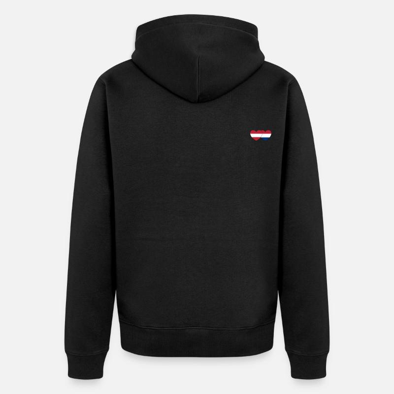 Autriche Drapeau Hollande Coeur - Veste à capuche bio Premium Unisexe - noir