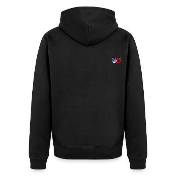USA Albanien Flagge Herz - Unisex Premium Bio Zip Hoodie - Schwarz - Hinten - Nico (187cm)