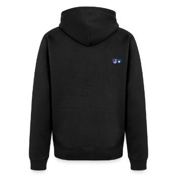 USA Kosovo Flagge Herz - Unisex Premium Bio Zip Hoodie - Schwarz - Hinten - Nico (187cm)