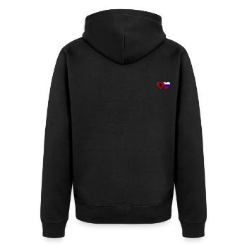 Albanie Russie Drapeau Coeur - Veste à capuche bio Premium Unisexe - noir - Dos - Nico (187cm)