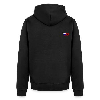Russland Albanien Flagge Herz - Unisex Premium Bio Zip Hoodie - Schwarz - Hinten - Nico (187cm)