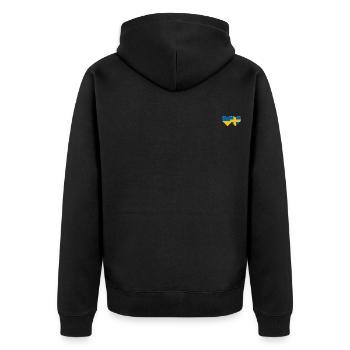 Ukraine Suède Flag Coeur - Veste à capuche bio Premium Unisexe - noir - Dos - Nico (187cm)
