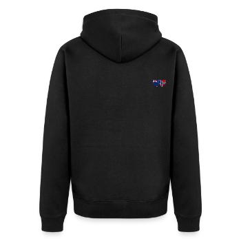 Neuseeland Norwegen Flagge Herz - Unisex Premium Bio Zip Hoodie - Schwarz - Hinten - Nico (187cm)