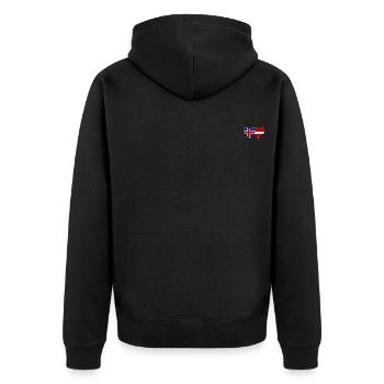 Island Lettland Flagge Herz - Unisex Premium Bio Zip Hoodie - Schwarz - Hinten - Nico (187cm)