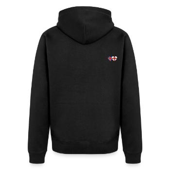 Island Georgien Flagge Herz - Unisex Premium Bio Zip Hoodie - Schwarz - Hinten - Nico (187cm)