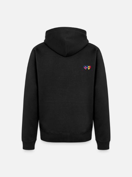 Iceland Moldova Flag Heart - Unisex Premium Organic Zip Hoodie - black