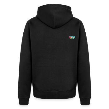 Aserbaidschan Kasachstan Flagge Herz - Unisex Premium Bio Zip Hoodie - Schwarz - Hinten - Nico (187cm)